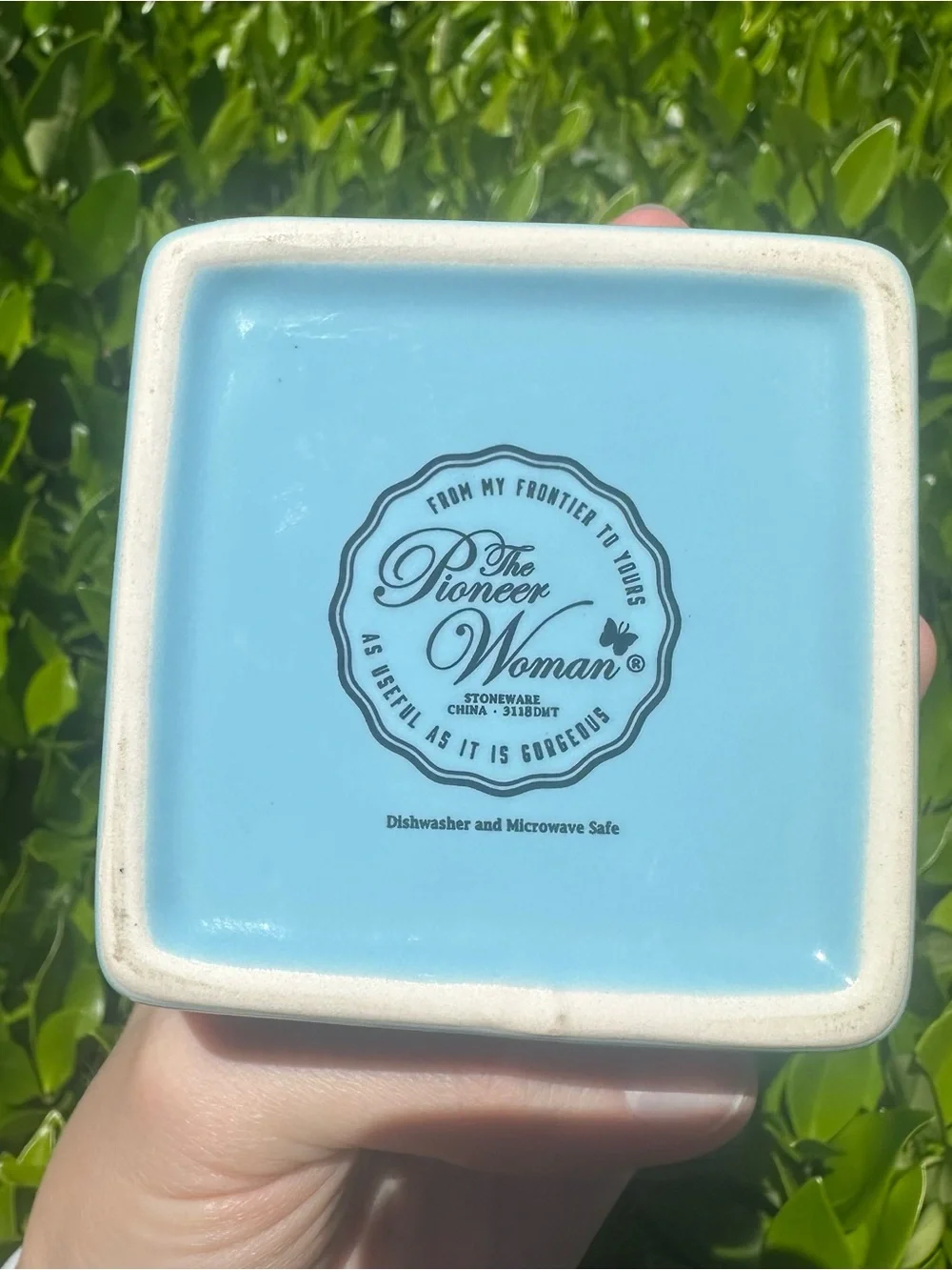 The Pioneer Woman Floral Medley Stoneware Square Condiment Dish Light Blue